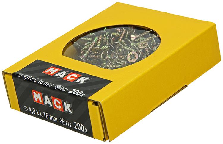 Mack 1020089 - Spanplattenschraube mit Kopf gelb mit 200 Stück 4,0 x 16 mm | 5 Stück