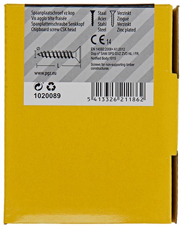 Mack 1020089 - Spanplattenschraube mit Kopf gelb mit 200 Stück 4,0 x 16 mm | 5 Stück
