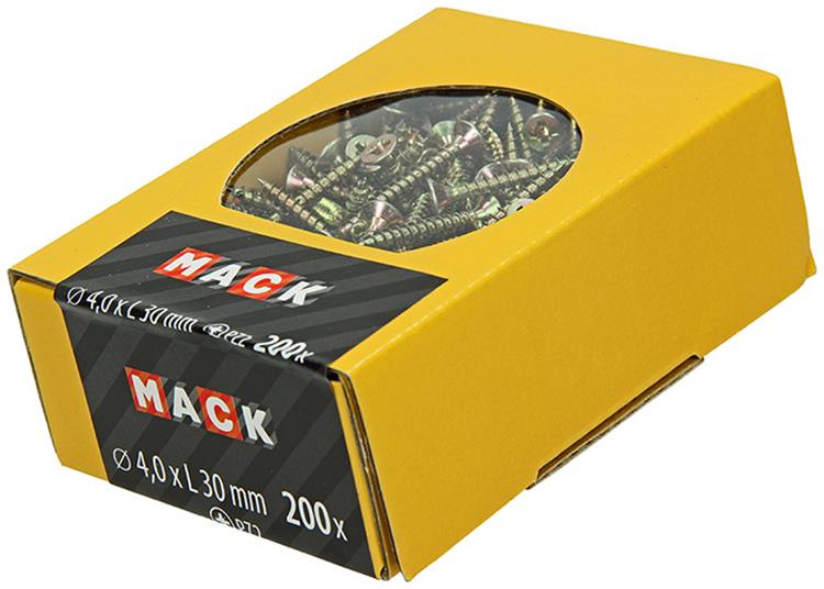 Mack 1020092 - Spanplattenschraube mit Kopf gelb mit 200 Stück 4,0 x 30 mm | 5 Stück