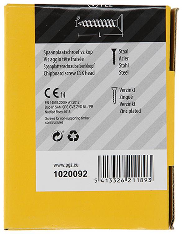 Mack 1020092 - Spanplattenschraube mit Kopf gelb mit 200 Stück 4,0 x 30 mm | 5 Stück