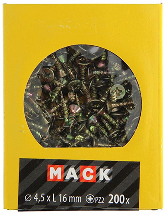 Mack 1020099 - Spanplattenschraube mit Kopf gelb mit 200 Stück 4,5 x 16 mm | 5 Stück