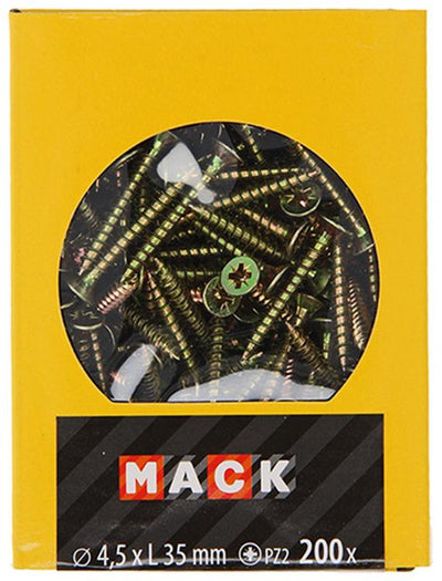 Mack 1020103 - Spanplattenschraube mit Kopf gelb mit 200 Stück 4,5 x 35 mm | 5 Stück