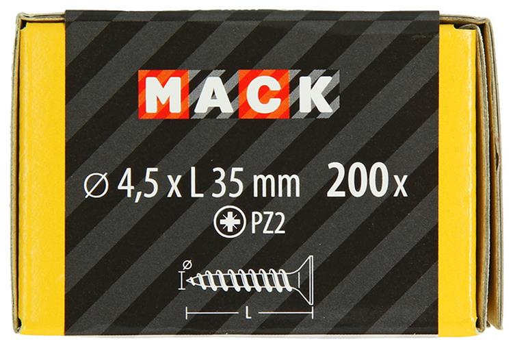 Mack 1020103 - Spanplattenschraube mit Kopf gelb mit 200 Stück 4,5 x 35 mm | 5 Stück