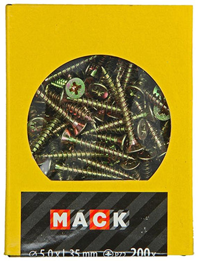 Mack 1020112 - Spanplattenschraube VZ-Kopf gelb VZ 200 Stück 5,0 x 35 mm | 5 Stück