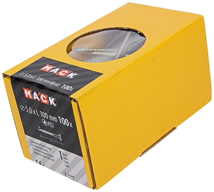 Mack 1020120 - Spanplattenschraube mit Kopf gelb mit 100 Stück 5,0 x 100 mm | 2 Stk