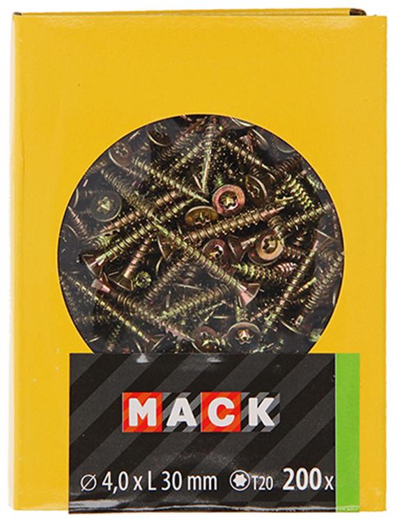 Mack 1020137 – Spanplattenschraube VZ KP-SelbstsicherndGVZ 200 Stück 4,0 x 30 mm | 5 Stück