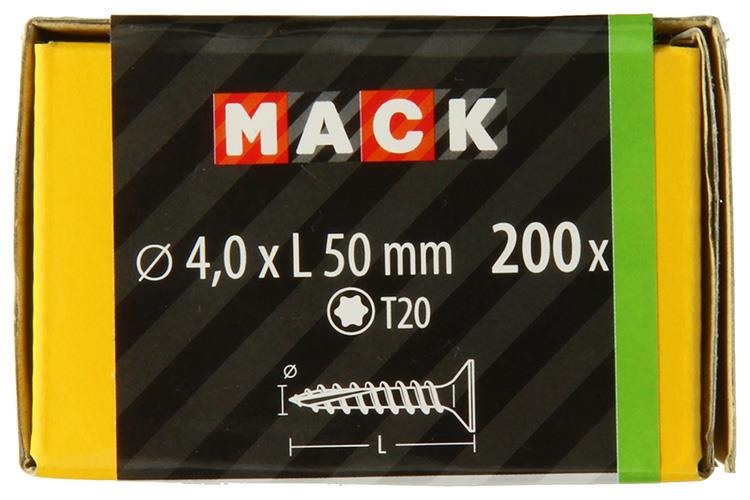 Mack 1020141 – Spanplattenschraube VZ KP-SelbstsicherndGVZ 200 Stück 4,0 x 50 mm | 3 Stück