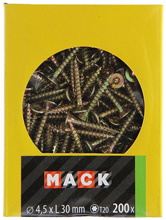 Mack 1020143 – Spanplattenschraube VZ KP-SelbstsicherndGVZ 200 Stück 4,5 x 30 mm | 5 Stück