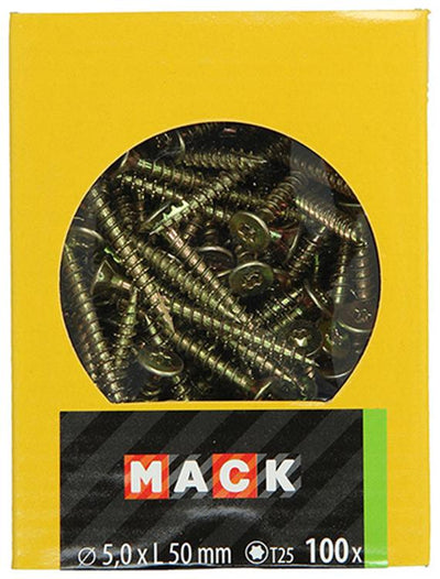 Mack 1020152 – Spanplattenschraube VZ KP-SelbstsicherndGVZ 100 Stück 5,0 x 50 mm | 5 Stück