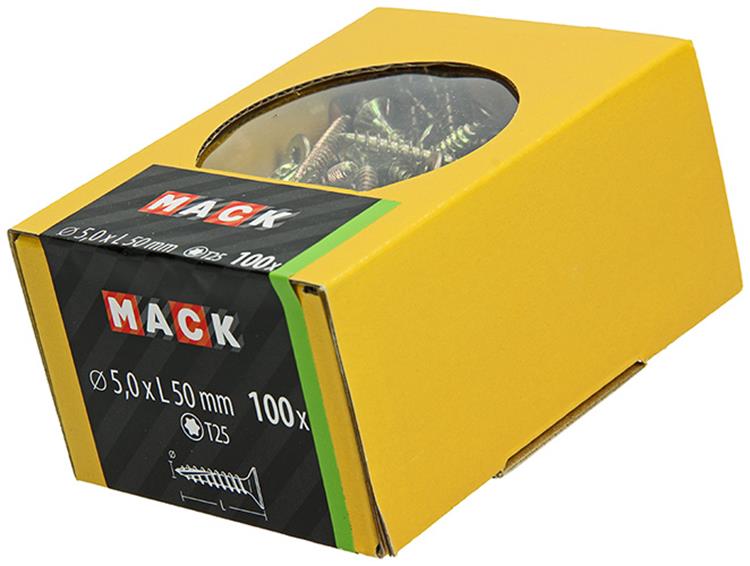 Mack 1020152 – Spanplattenschraube VZ KP-SelbstsicherndGVZ 100 Stück 5,0 x 50 mm | 5 Stück