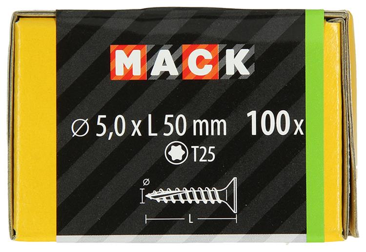 Mack 1020152 – Spanplattenschraube VZ KP-SelbstsicherndGVZ 100 Stück 5,0 x 50 mm | 5 Stück
