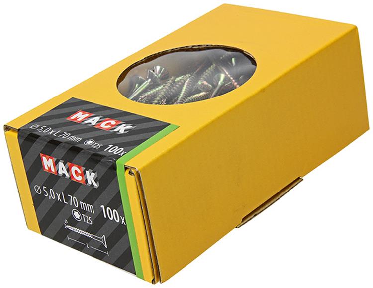 Mack 1020154 - Spanplattenschraube VZ KP-SelbstsicherndGVZ 100 Stück 5,0 x 70 mm | 3 Stück