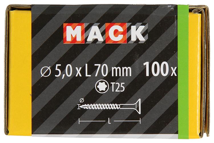 Mack 1020154 - Spanplattenschraube VZ KP-SelbstsicherndGVZ 100 Stück 5,0 x 70 mm | 3 Stück