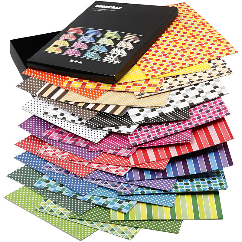Creativ Company Farbleistenkarton, A4, Blatt 210 x 297 mm, 250 g, verschiedene Farben, 16 x 10 Blatt, 1 Karton