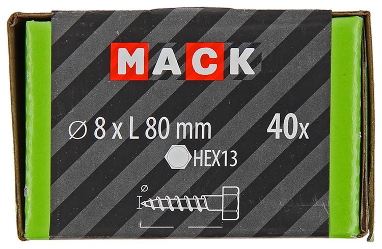 Mack 1020178 - Holzgewindebolzen verzinkt 40 Stück 8 x 80 mm | 3 Stück