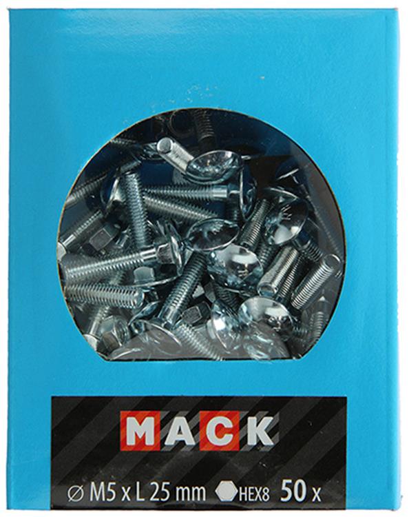 Mack 1020191 – Holzschraube + Mutter verzinkt 50 stm5 x 25 mm | 5 Stück
