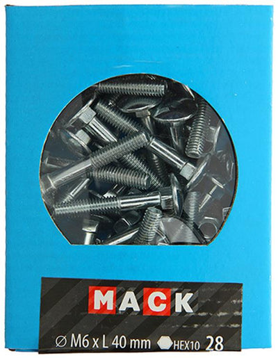 Mack 1020198 – Holzschraube + Mutter verzinkt 28 stm6 x 40 mm | 5 Stück