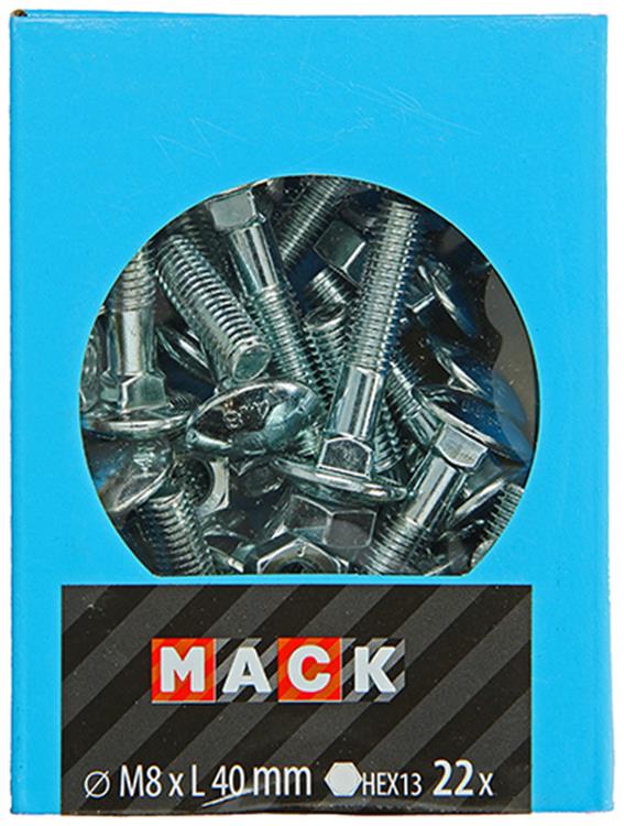 Mack 1020205 – Holzschraube + Mutter verzinkt 22 stm8 x 40 mm | 5 Stück