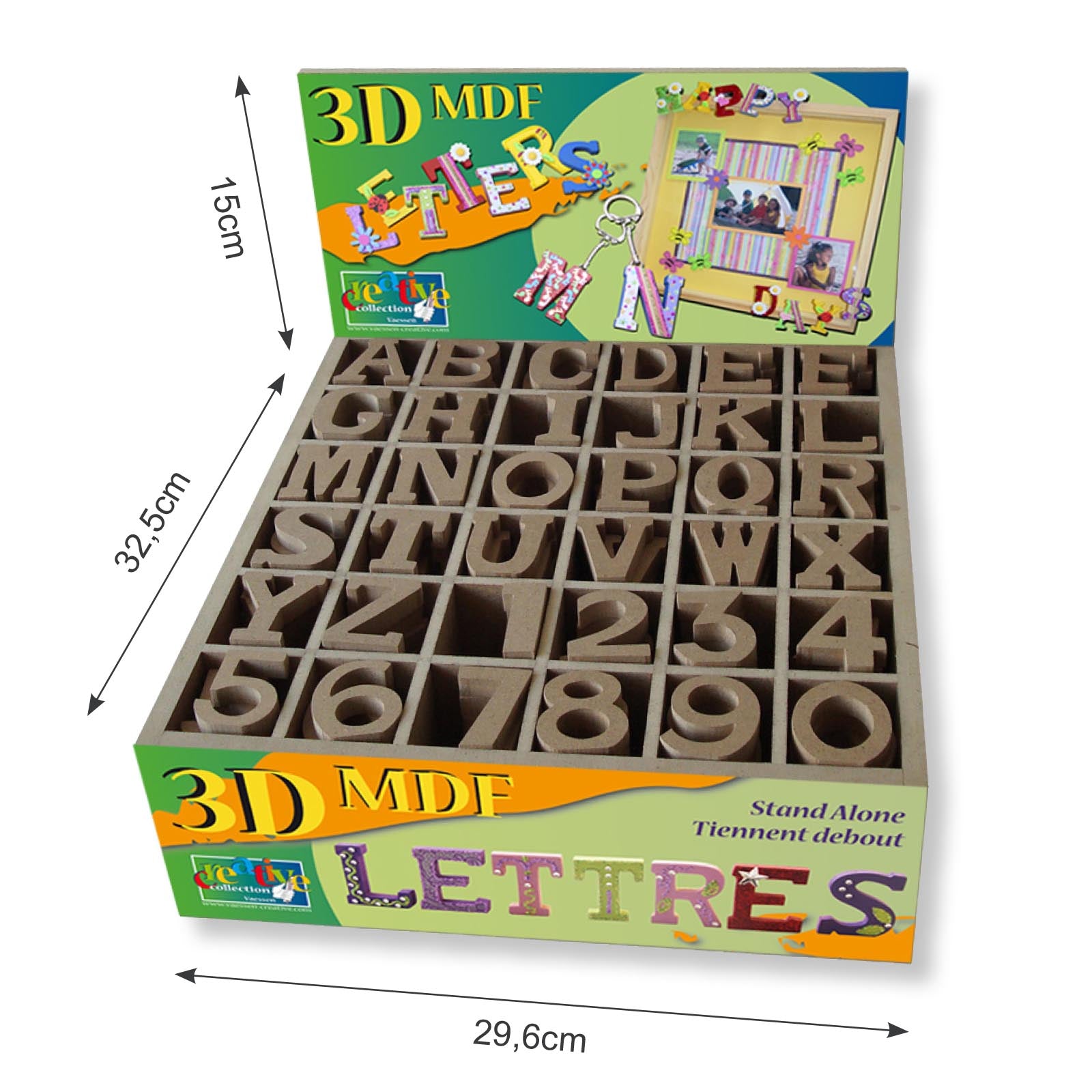 Vaessen creative • MDF-Anzeige für Zahlen und Buchstaben, 4,5 cm