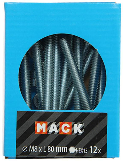 Mack 1020223 – Hahnschraube + Mutter verzinkt 12 Stück M8 x 80 mm | 5 Stück