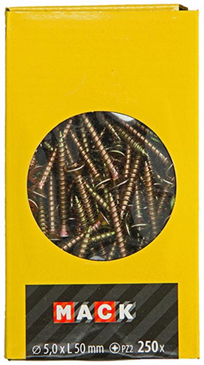Mack 1020268 – Spanplattenschraube VZ-Kopf GVZ 250 Stück 5,0 x 50 mm | 1 Stk