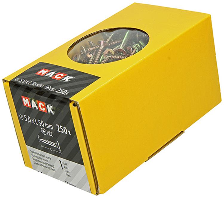Mack 1020268 – Spanplattenschraube VZ-Kopf GVZ 250 Stück 5,0 x 50 mm | 1 Stk