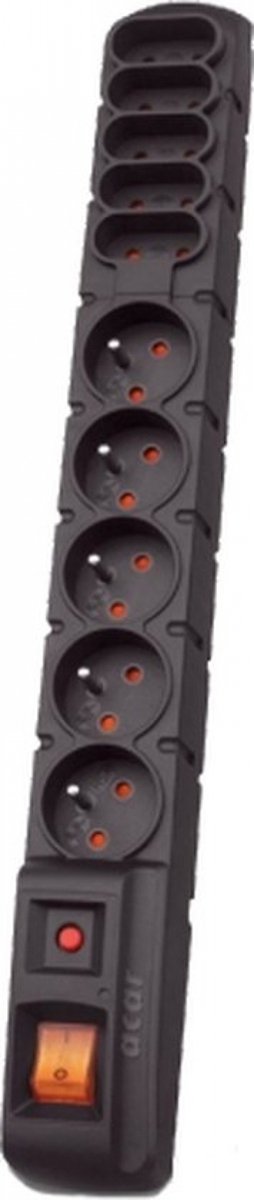 Acar S10-Serie – Überspannungsschutzsteckdose – Schwarz – 10 Steckdosen – 3 m Kabel