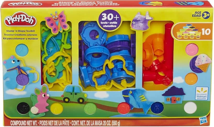 Play-Doh-Werkzeugset mit +30 Teilen und 10 Tontöpfen