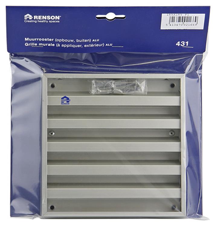 Renson 1006232 - Wandgitter Aufputz 431 Aluminium f1 165x165mm | 2 Stk