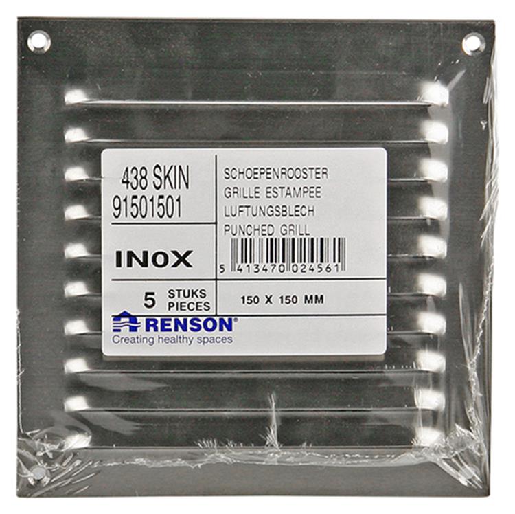Renson 1006356 – Lamellengitter flach 438 Edelstahl 150 x 150 mm | 5 Stück