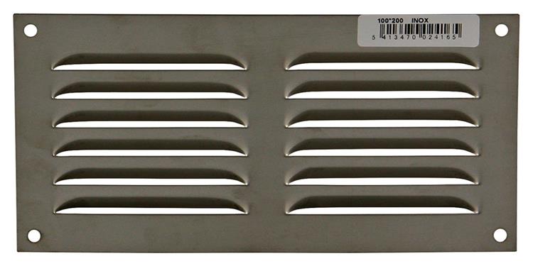 Renson 1006358 – Lamellengitter flach 438 Edelstahl 200 x 100 mm | 5 Stück