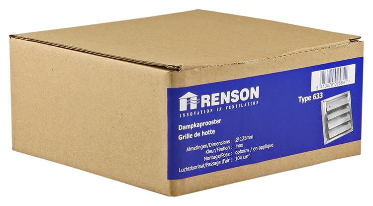 Renson 1006273 – Einbau-Dunstabzugshaubengitter aus Edelstahl 633 ø125 | 2 Stk