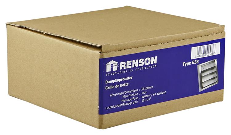 Renson 1006274 – Einbau-Dunstabzugshaubengitter aus Edelstahl 633 ø150 | 2 Stk