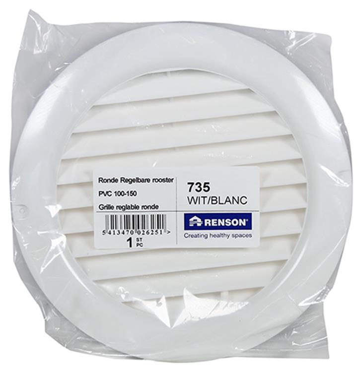 Renson 1006743 - Gitter rund PVC735 weiß 100-150mm | 1 Stk