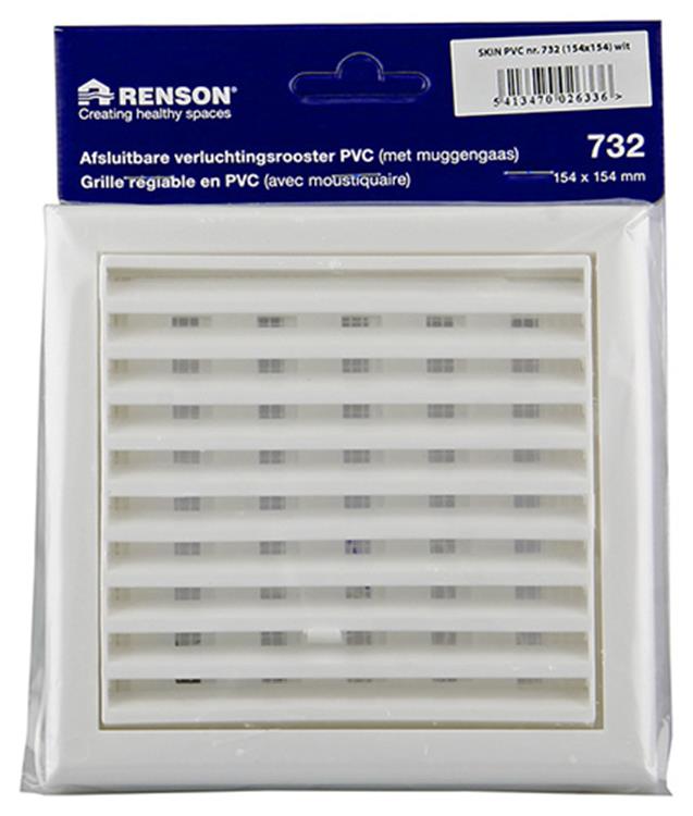Renson 1006366 – verstellbare Gitterfläche. 732 PVCRAL 9010 154x154mm | 2 Stk