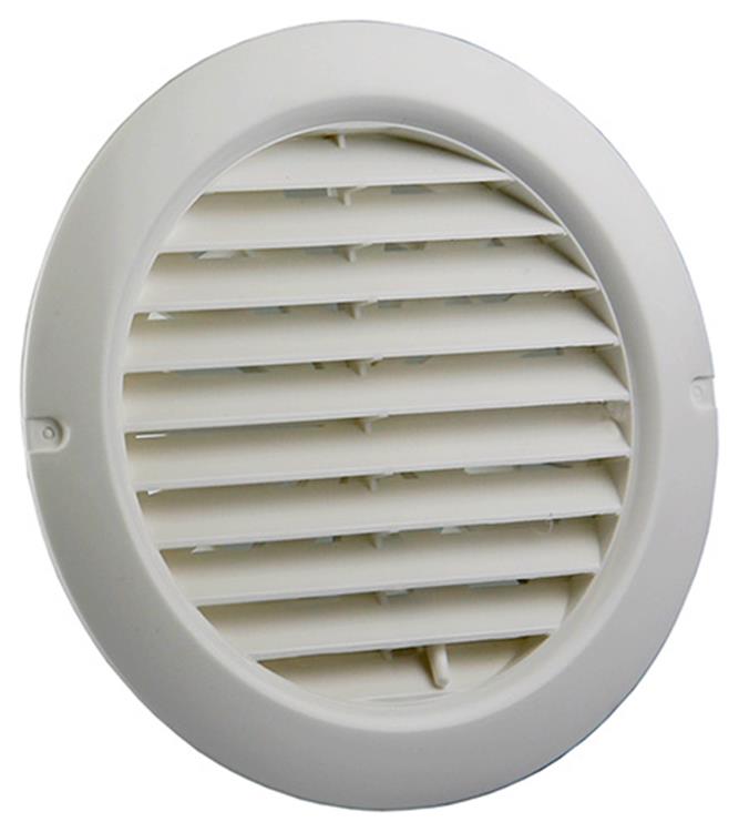 Renson 1006376 – rundes, verstellbares Einbaugitter. 735 PVC RAL 9010 ø 100-150 | 2 Stk