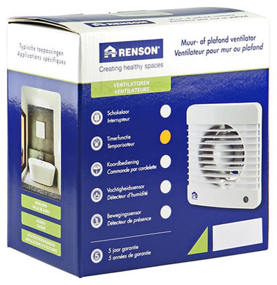 Renson 1006446 – mechanischer Ventilator mit Timer 7202t weiß ø 125 | 2 Stk