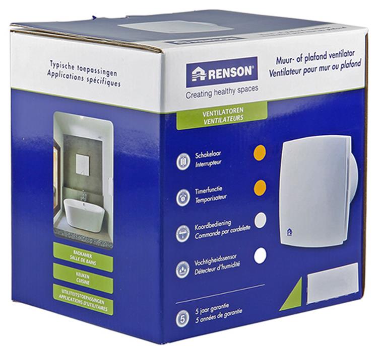 Renson 1006448 – mechanischer Ventilator mit Timer 7211t grau ø 100 | 1 Stk