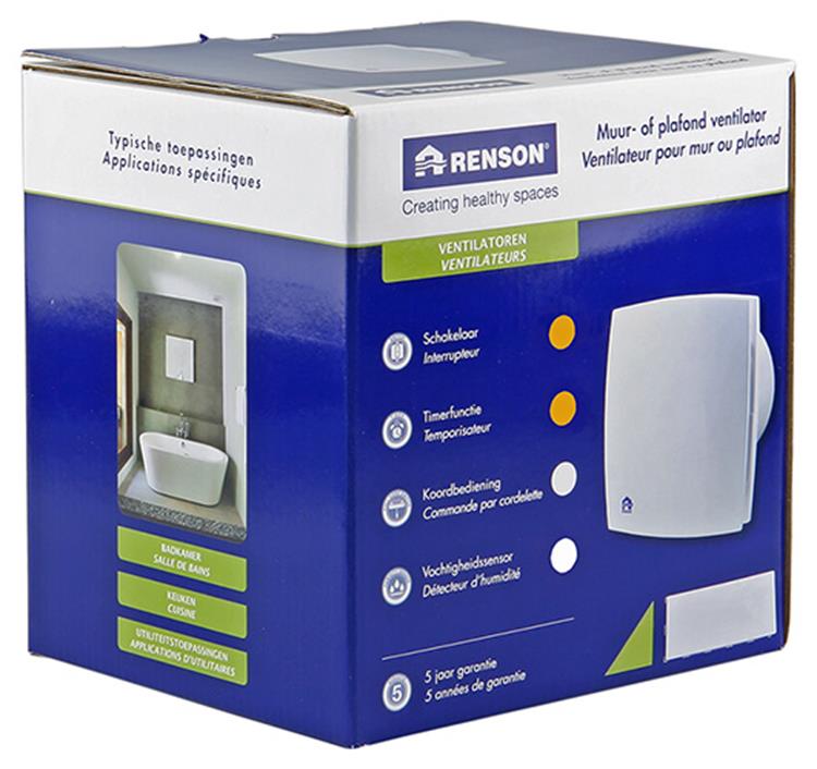 Renson 1006449 – mechanischer Ventilator mit Timer 7212t grau ø 125 | 1 Stk