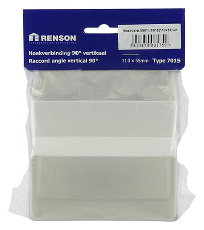 Renson 1006403 - PVC-Eckverbindung vert.90° 7015 weiß 110x55mm | 3 Stück