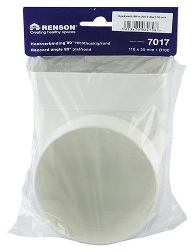 Renson 1006407 - PVC-Eckverbindung gerade rund 90° 7017 weiß ø 100 | 3 Stück