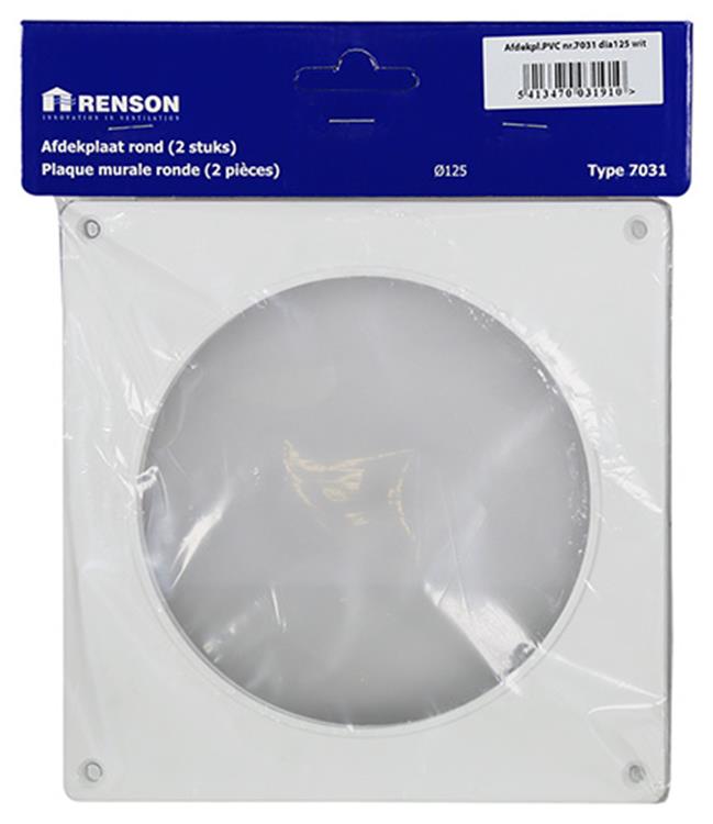 Renson 1006427 – Set mit 2 PVC-Abdeckplatten 7031 weiß ø 125 | 5 Stück