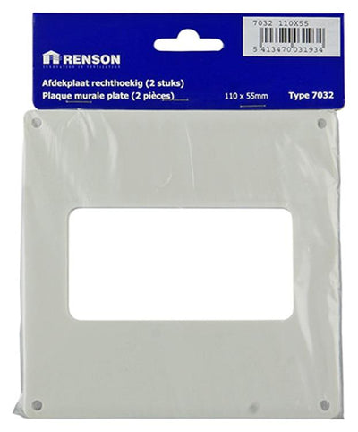 Renson 1006429 – Set mit 2 PVC-Abdeckplatten 7032 weiß 110 x 55 mm | 5 Stück