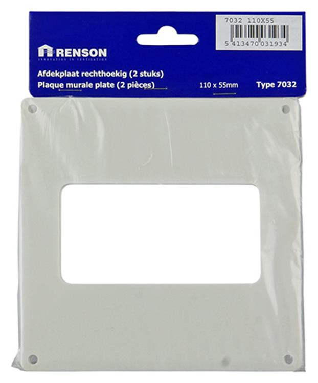Renson 1006429 – Set mit 2 PVC-Abdeckplatten 7032 weiß 110 x 55 mm | 5 Stück