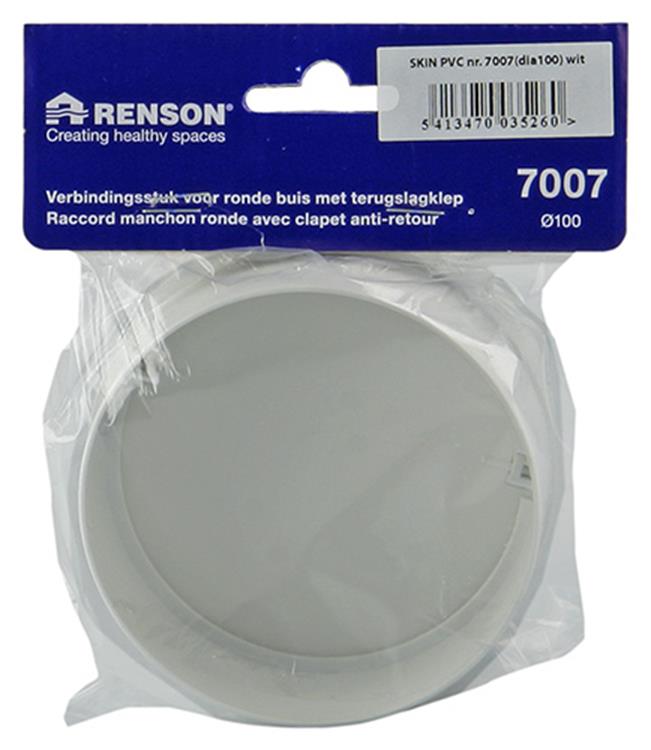 Renson 1006398 - PVC-Verbindungsstück + Rückschlagventil 7007 weiß ø 100 | 2 Stk