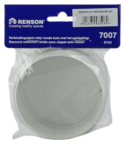 Renson 1006398 - PVC-Verbindungsstück + Rückschlagventil 7007 weiß ø 100 | 2 Stk