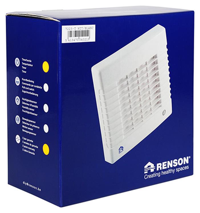 Renson 1006453 – abschließbarer Ventilator mit Timer 7223t weiß ø 150 | 2 Stk