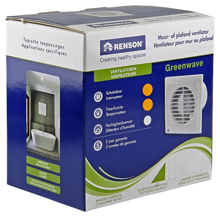 Renson 1006474 – Greenwave-Ventilator mit Timer9201t weiß ø 100 | 1 Stk