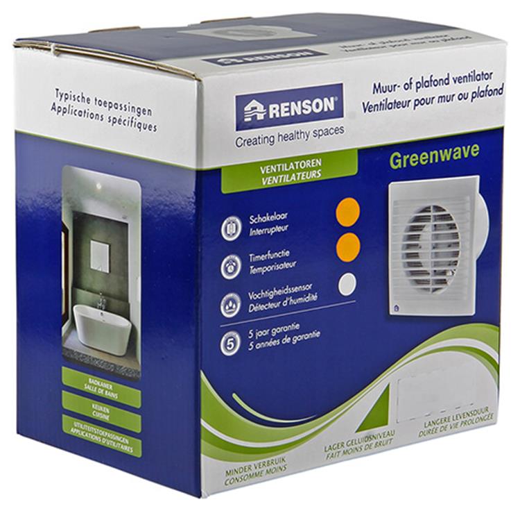 Renson 1006475 - Greenwave-Ventilator mit Timer9202t weiß ø 125 | 1 Stk