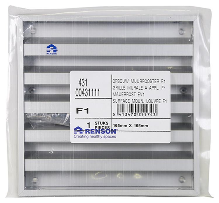 Renson 1013925 - Aufputz-Wandgitter Alu Natur 431 165x165mm | 2 Stk